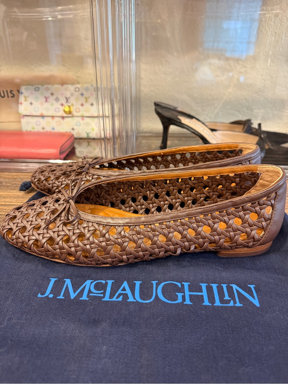 Woven Metallic Brown Women's Ballet Flats - Picture 2 of 2